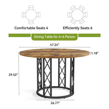 Table de salle à manger Yolande — métal, style industriel, ronde