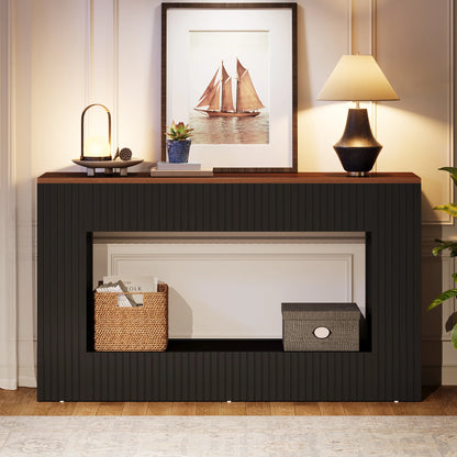 Console Damien — finition noir, bois, design contemporain, rangement intégré