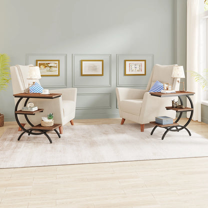 Table d'appoint Tanguy — bois, style industriel, rangement intégré, 3 niveaux