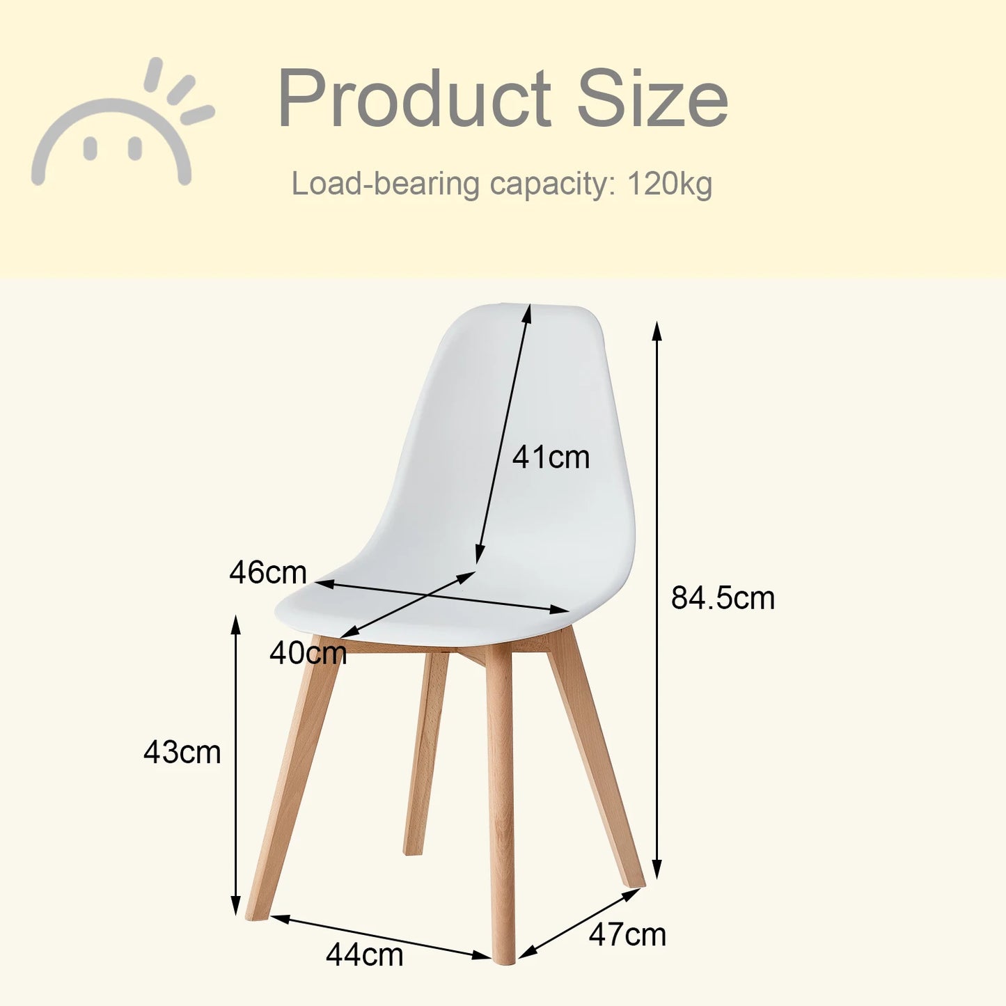 Chaise Dominique — finition blanche, bois, style nordique, rectangulaire