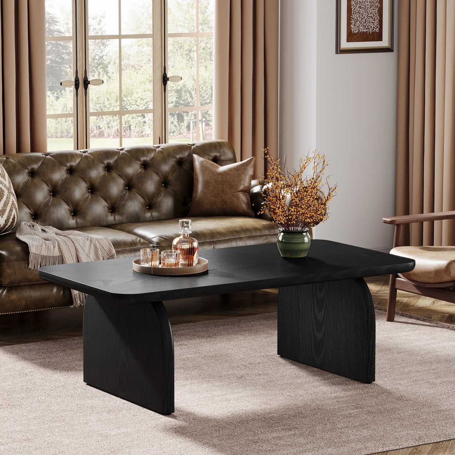 Table basse Adrien — bois, style rustique, rectangulaire