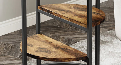 Table d'appoint Pauline — bois, style industriel, rangement intégré, ronde