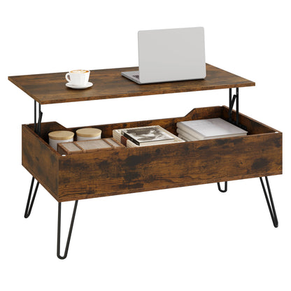WOLTU Extendable Coffee Table Height-Adjustable Table Wooden Sofa Table with Hidden Storage Space Living Room Office Furniture