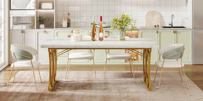 Table de salle à manger Quentin — marbre, design contemporain, rectangulaire