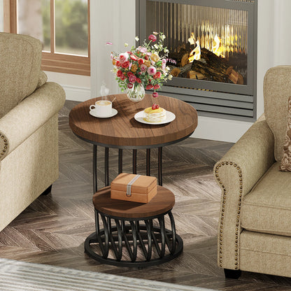 Table d'appoint Pénélope — finition dorée, marbre, design contemporain, rangement intégré