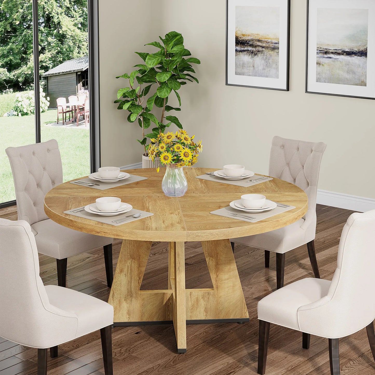 Table de salle à manger Stéphane — métal, ronde