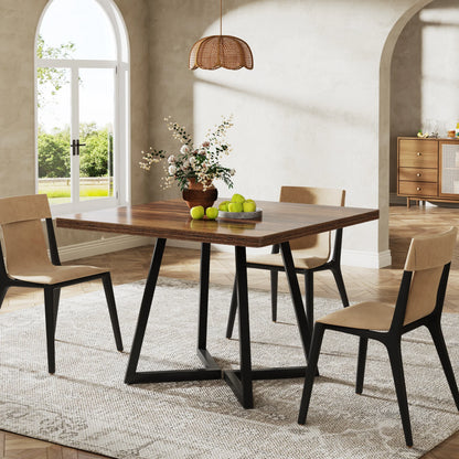 Table de salle à manger Astrid — bois, métal, style industriel, carrée