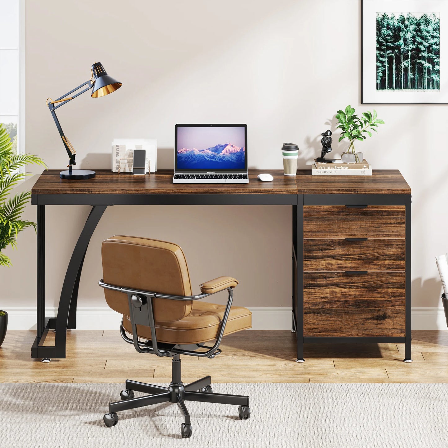 Bureau Gilles — style industriel, rangement intégré, avec tiroirs