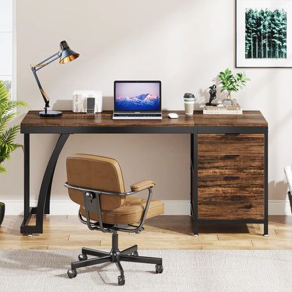 Bureau Gilles — style industriel, rangement intégré, avec tiroirs