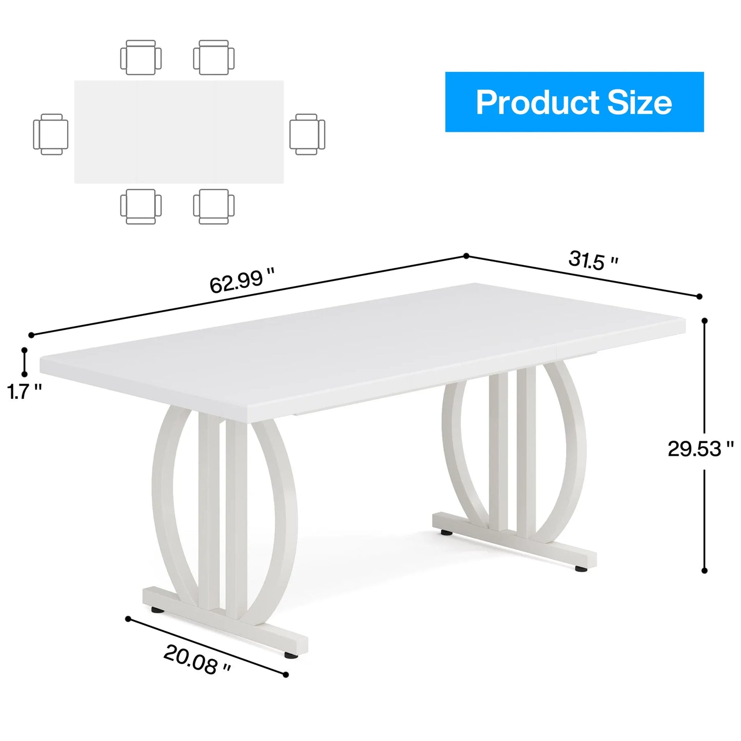 Table de salle à manger Hugo — métal, style industriel
