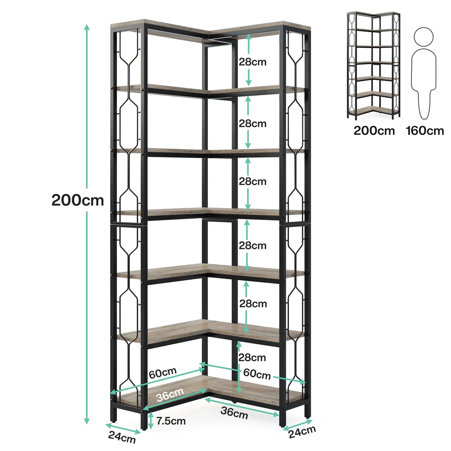 Bibliothèque Hadrien — métal, design contemporain, rangement intégré, 7 niveaux