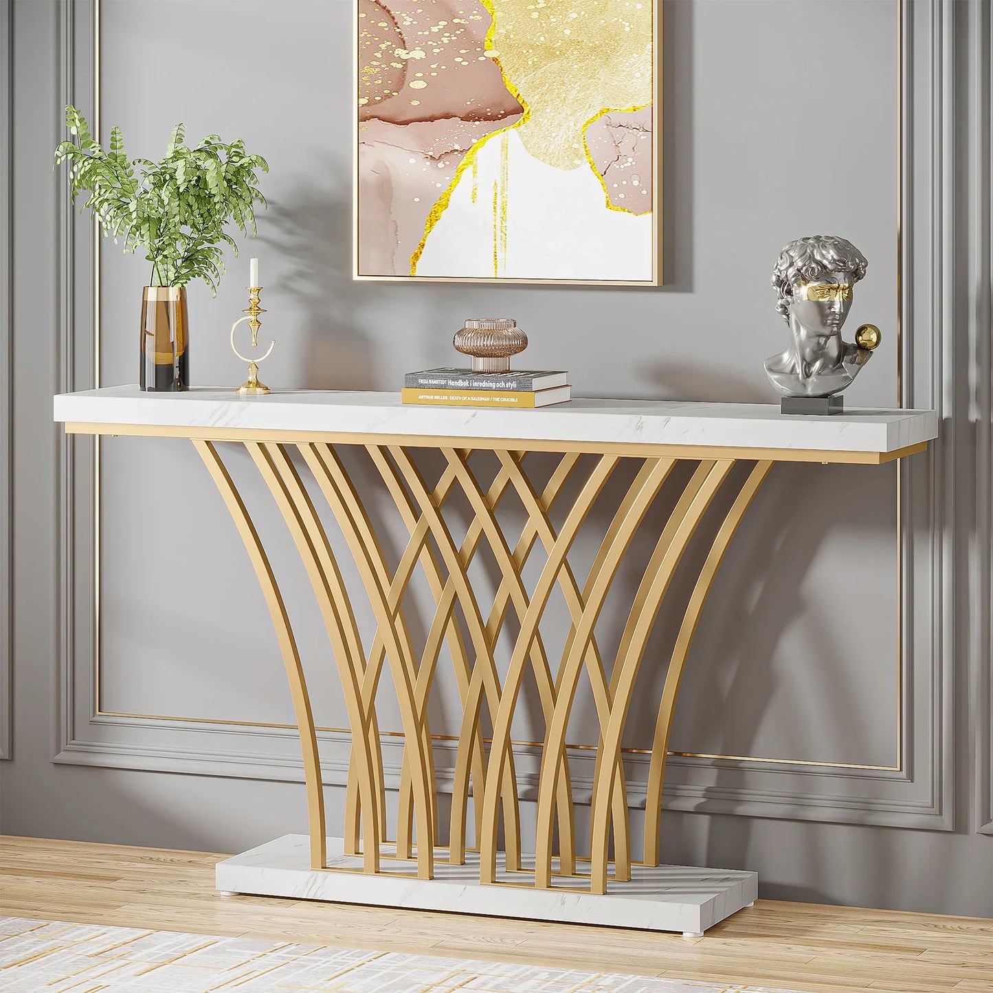 Console Priscille — finition dorée, métal, design contemporain