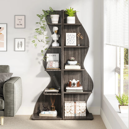 Bibliothèque Jules — design contemporain, rangement intégré, 5 niveaux, meuble d'angle