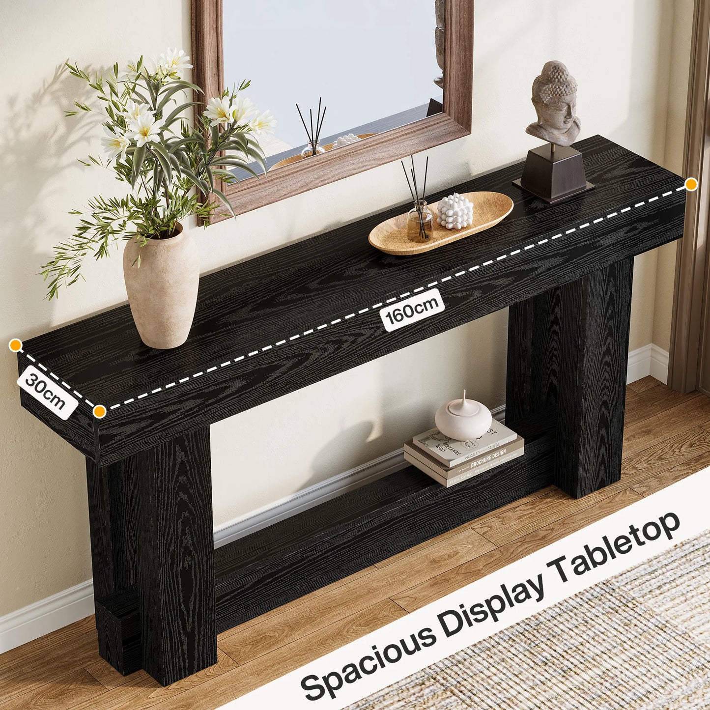Console Géraldine — finition noir, bois, style industriel