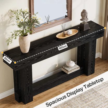 Console Géraldine — finition noir, bois, style industriel