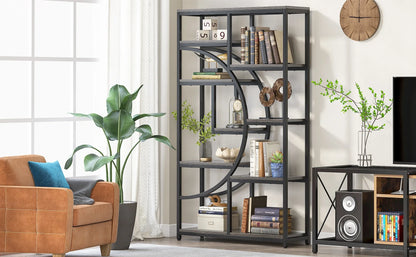 Bibliothèque Muriel — style industriel, rangement intégré, 5 niveaux, étagères ouvertes