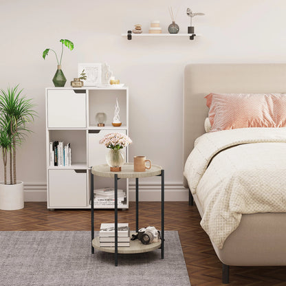 WOLTU Round Coffee Table with 2 Shelves Removable Table Top Sofa Telephone Tea Bedside Table for Living Room Bedroom Home