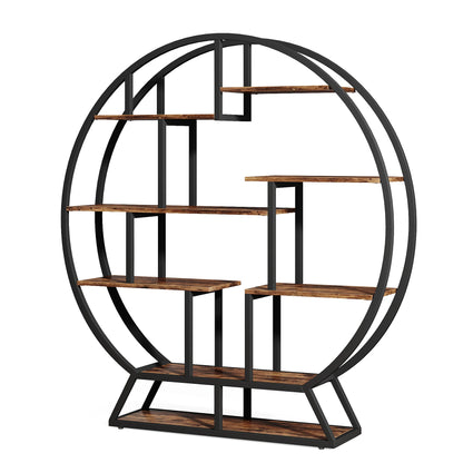 Bibliothèque Lancelot — bois, style industriel, ronde, étagères ouvertes