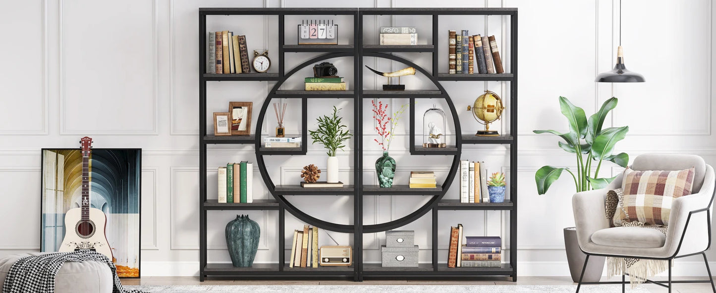 Bibliothèque Nathan — style industriel, rangement intégré, 5 niveaux, étagères ouvertes