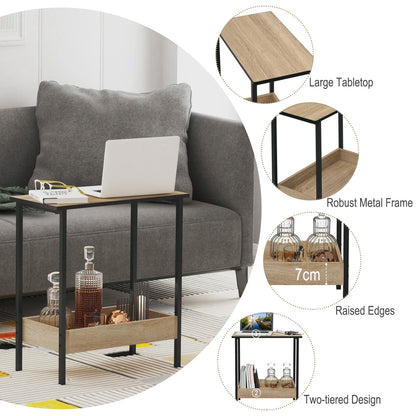 WOLTU Side Table Coffee Table with 2 Shelves Sofa Console Table with Storage Space for Corner Living Room Bedroom