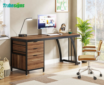 Bureau Gilles — style industriel, rangement intégré, avec tiroirs