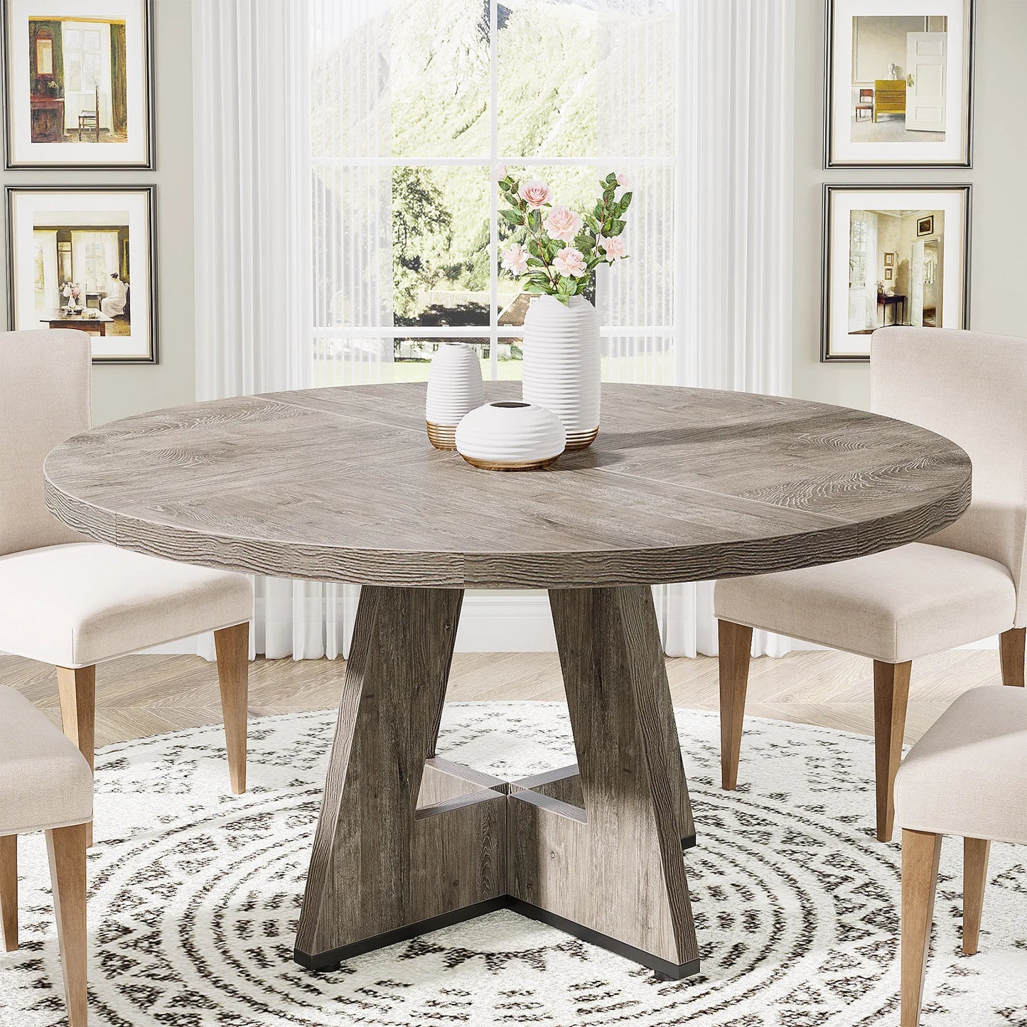 Table de salle à manger Stéphane — métal, ronde