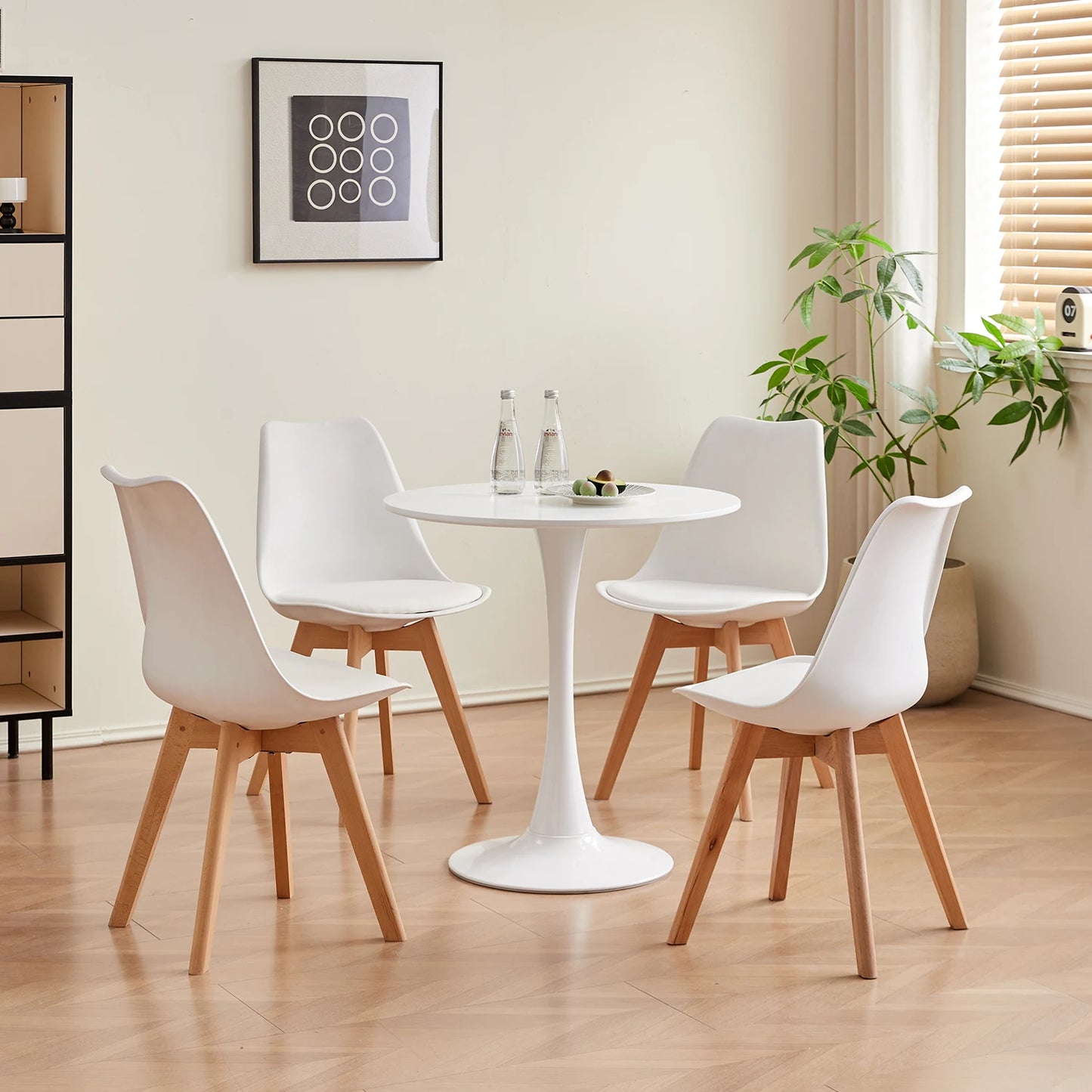 Table de salle à manger Claude — finition blanche, design contemporain, ronde