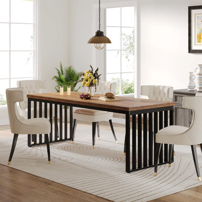 Table de salle à manger Michel — bois, métal, style industriel, rectangulaire