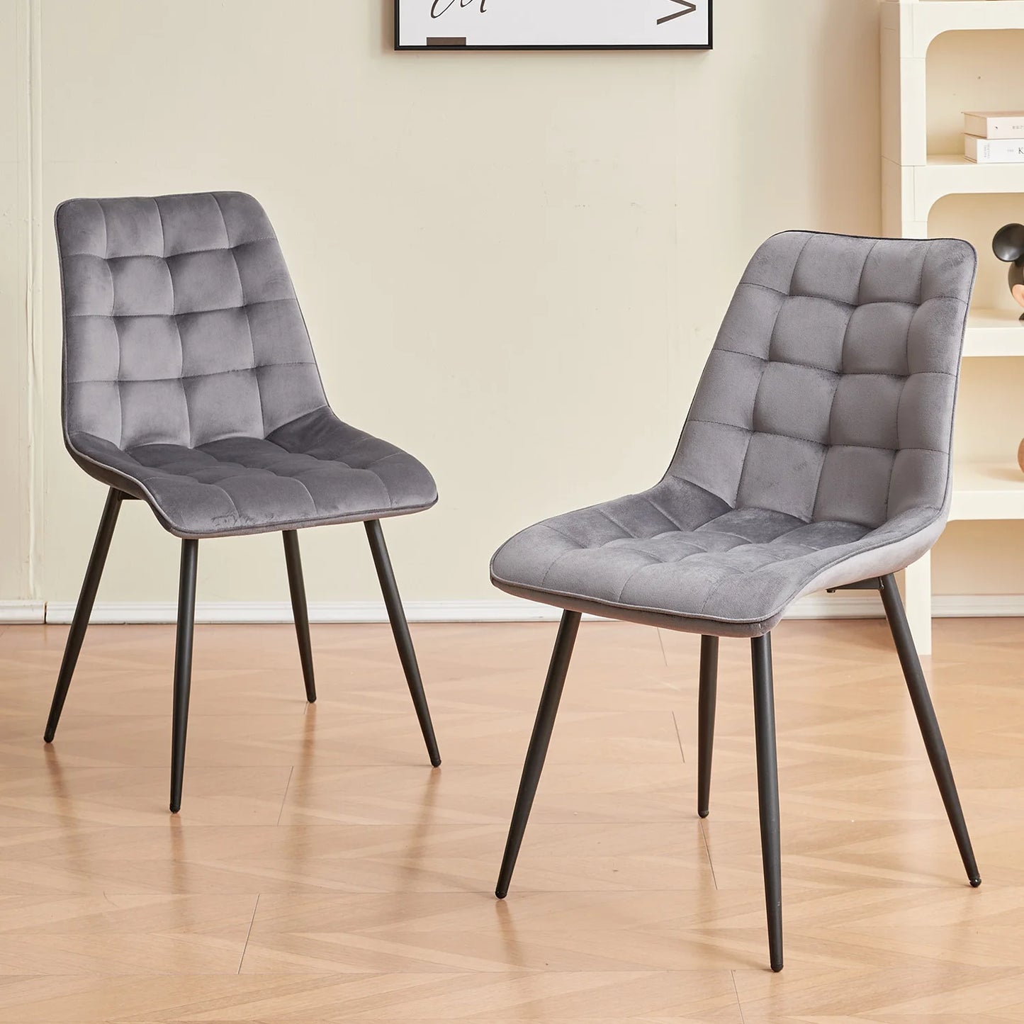 Chaise Florence — velours, métal, design contemporain, lot de 6