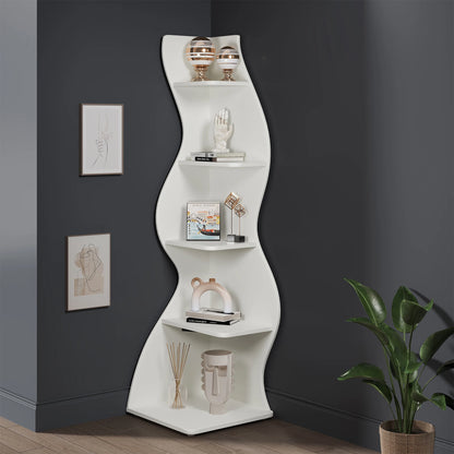 Bibliothèque Jules — design contemporain, rangement intégré, 5 niveaux, meuble d'angle