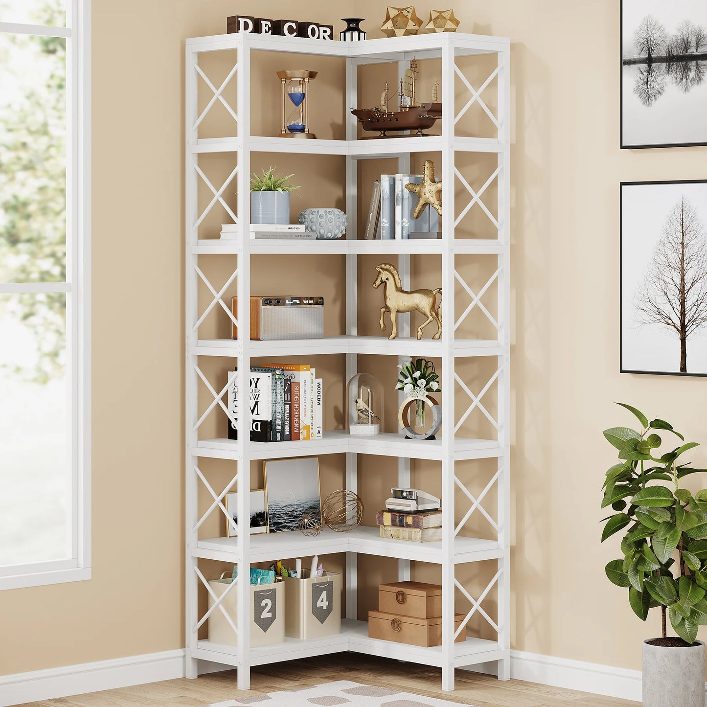 Bibliothèque Hadrien — métal, design contemporain, rangement intégré, 7 niveaux