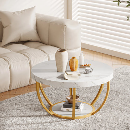 Table basse Jérôme — bois, style industriel, rangement intégré, 2 niveaux