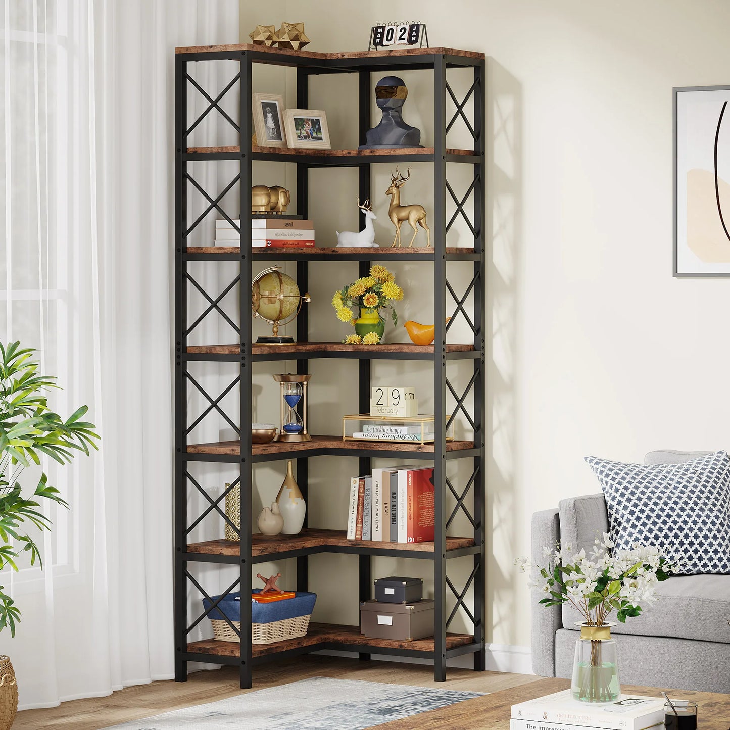 Bibliothèque Hadrien — métal, design contemporain, rangement intégré, 7 niveaux