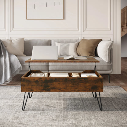 WOLTU Extendable Coffee Table Height-Adjustable Table Wooden Sofa Table with Hidden Storage Space Living Room Office Furniture