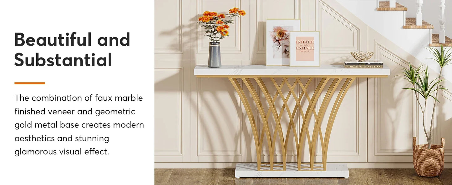 Console Priscille — finition dorée, métal, design contemporain