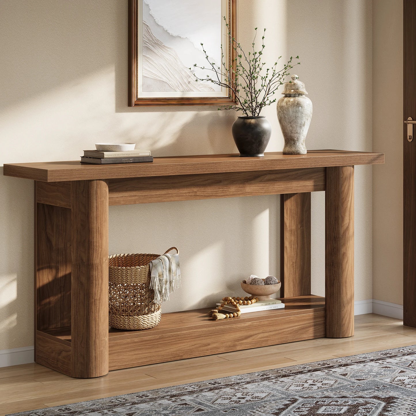 Console Christophe — métal, rangement intégré, 2 niveaux