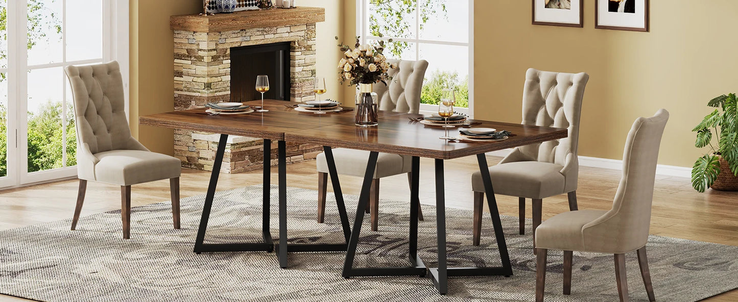 Table de salle à manger Astrid — bois, métal, style industriel, carrée