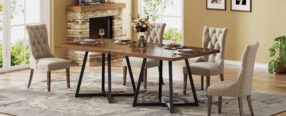 Table de salle à manger Astrid — bois, métal, style industriel, carrée
