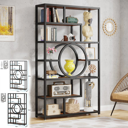 Bibliothèque Muriel — style industriel, rangement intégré, 5 niveaux, étagères ouvertes