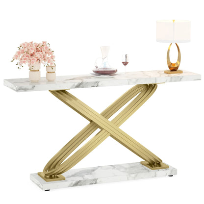 Console Yves — finition dorée, marbre, design contemporain, rectangulaire