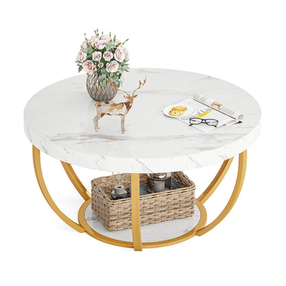 Table basse Marc — bois, style industriel, rangement intégré, 2 niveaux