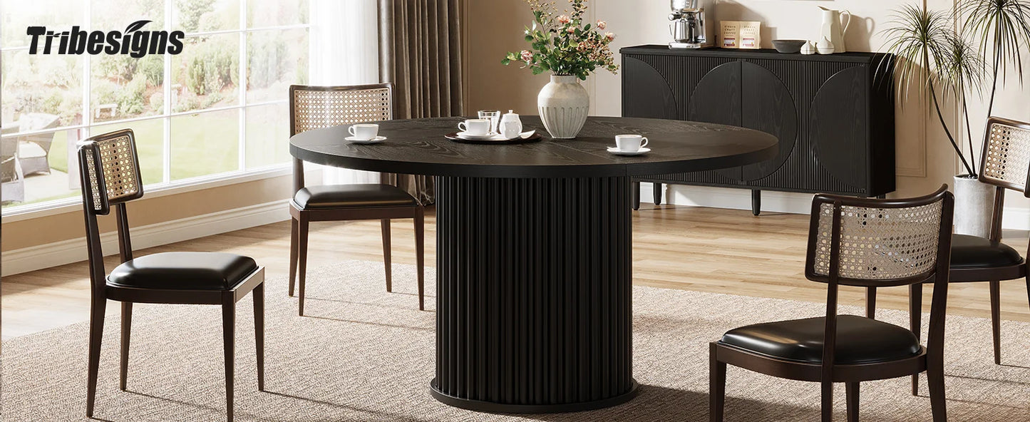 Table de salle à manger Jacinthe — finition noir, métal, ronde