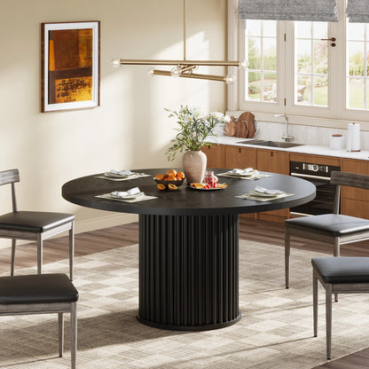 Table de salle à manger Jacinthe — finition noir, métal, ronde