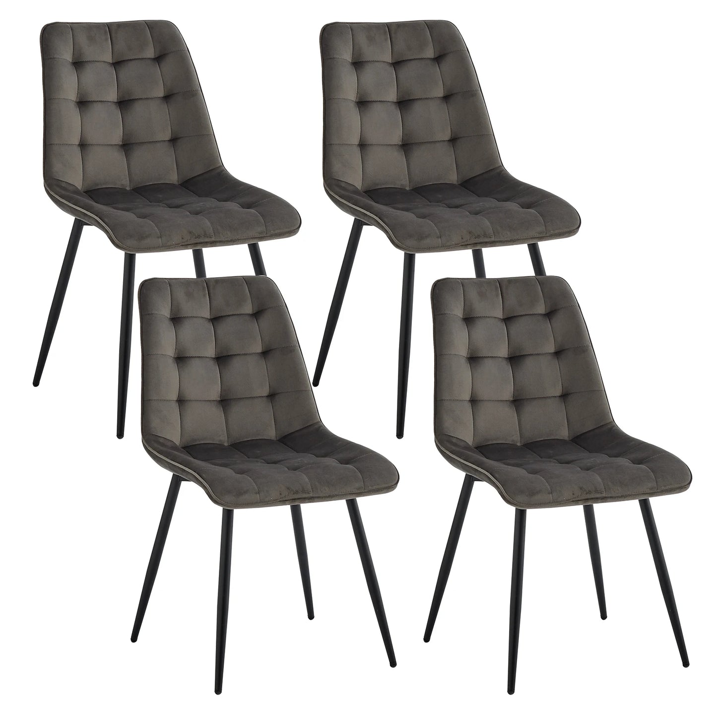 Chaise Florence — velours, métal, design contemporain, lot de 6