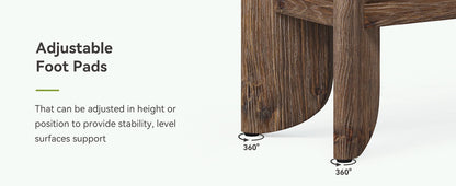 Console Inès — finition noyer, bois massif, design contemporain, 2 niveaux
