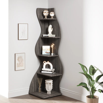 Bibliothèque Jules — design contemporain, rangement intégré, 5 niveaux, meuble d'angle