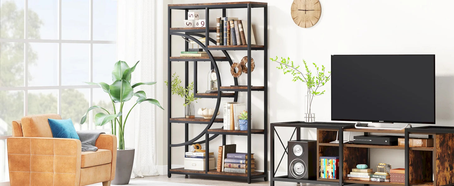 Bibliothèque Nathan — style industriel, rangement intégré, 5 niveaux, étagères ouvertes