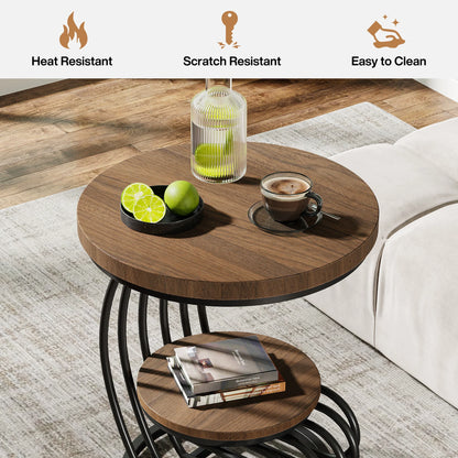 Table d'appoint Pénélope — finition dorée, marbre, design contemporain, rangement intégré