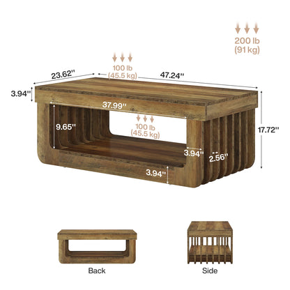 Bibliothèque Philippe — bois, rangement intégré, 2 niveaux, rectangulaire