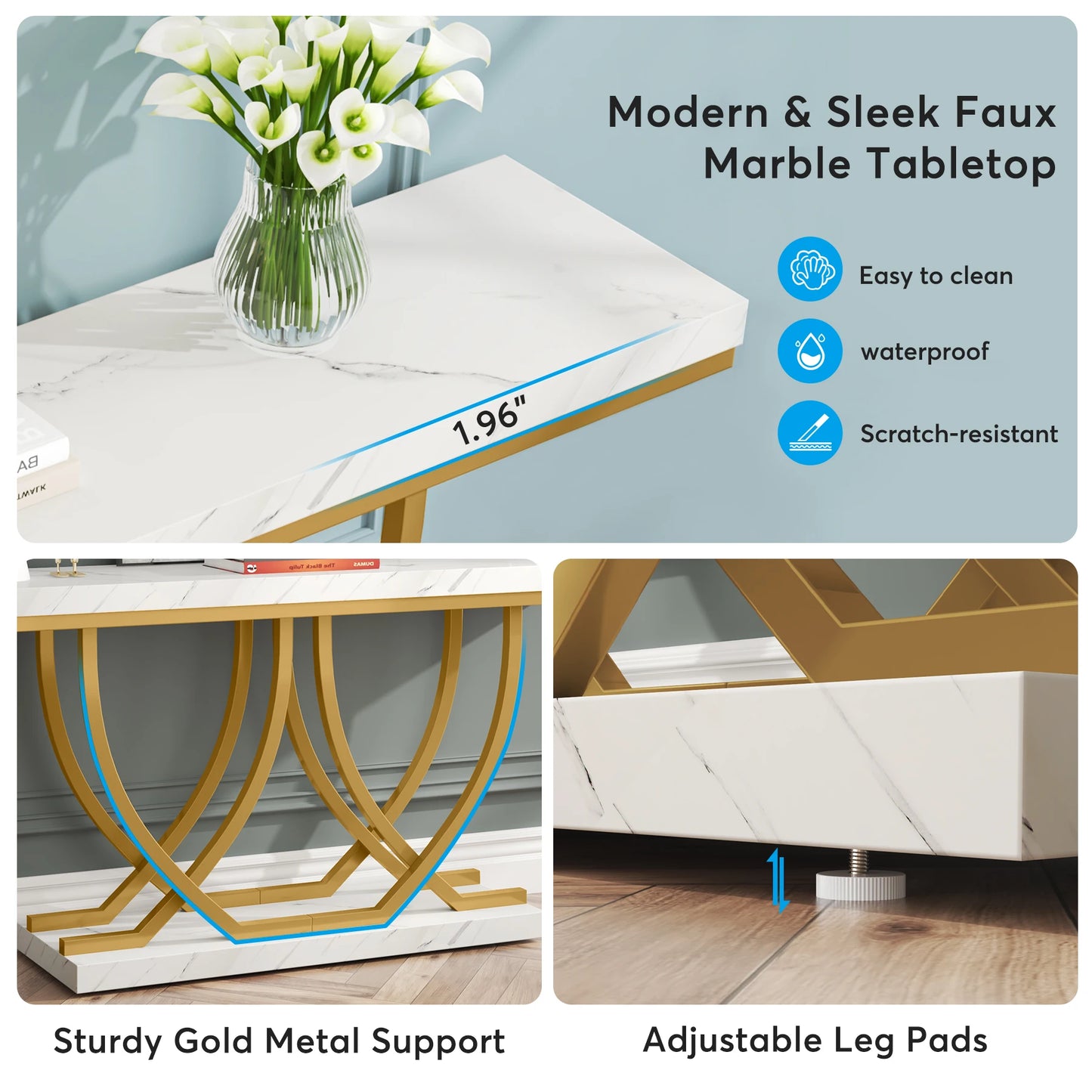 Console Maxime — finition dorée, design contemporain